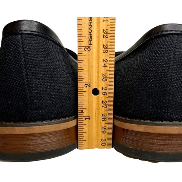 La Milano Black Leather Linen Silver Horse Bit Detail Slip On Loafer Size 9.5 - Picture 8 of 11